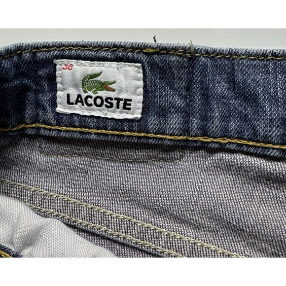 Lacoste Mens 26US Wash Denim Jeans Relaxed Straight Fit Black Label Logo - Picture 5 of 15